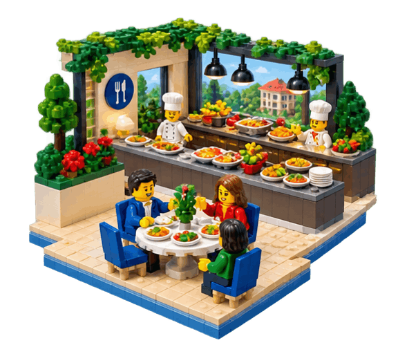 LEGO-сценка ресторану та харчування