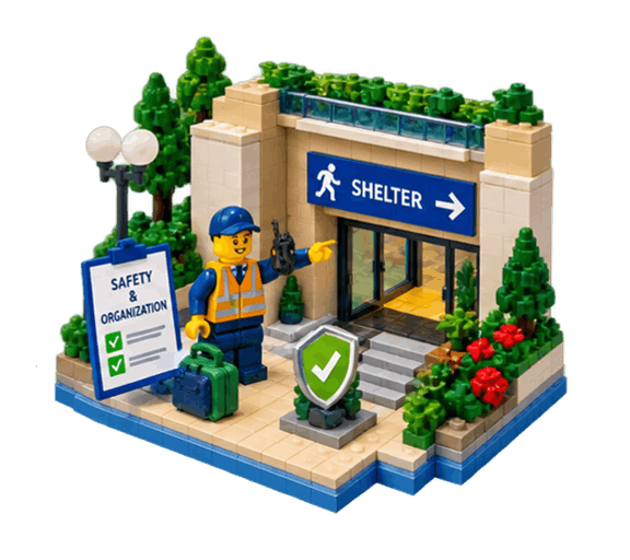 LEGO-сценка безпеки та навігації до укриття